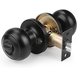 Gobrico Black Interior Door knob,Privacy Door Lock for Bedroom and Bathroom,Exterior Ball Knob with Lock