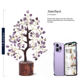 YATSKIA Amethyst Crystal Tree, Healing Crystals Gem Tree, Gifts for Women, Feng Shui Tree of Life Bedroom Decor, Birthday Gifts for Mum, Decorative Home Accessories
