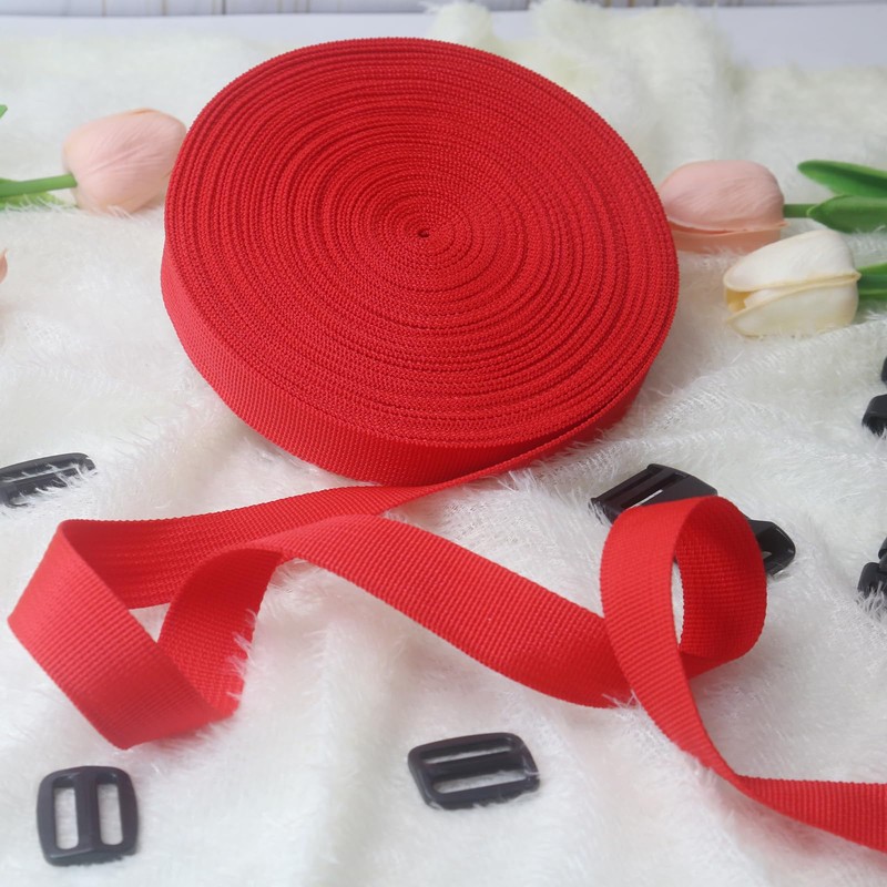 Red Webbing Backpack Bag Straps for Crafts 1 Inch-Durable Polypropylene