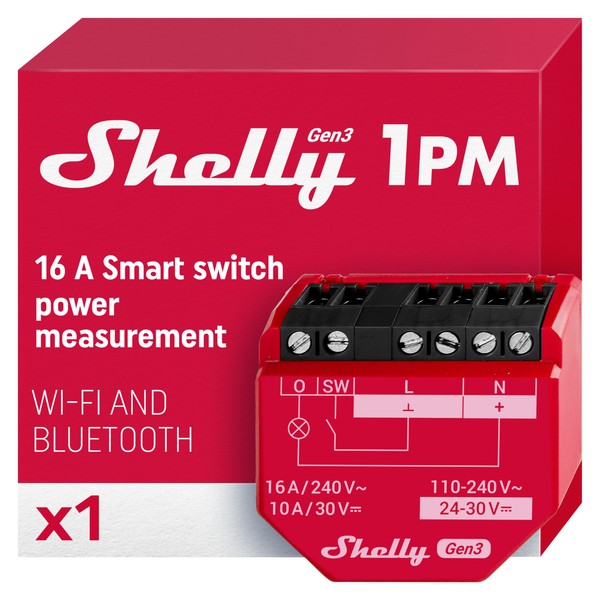 Shelly Shelly 1PM Gen3 | WLAN Relais-Schalter mit Strommessung -
