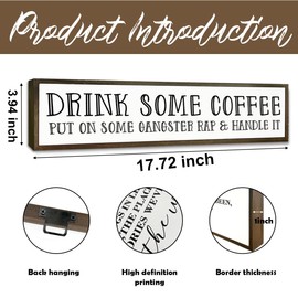 Funny Coffees Decor, Modern Farmhouse Table Shelf Decoration, Sarcastic Humor Decor for Home, Kitchen, Cafe, Coffee Station, Drink Some Coffee Sign, 17.8x4x1.2 inches