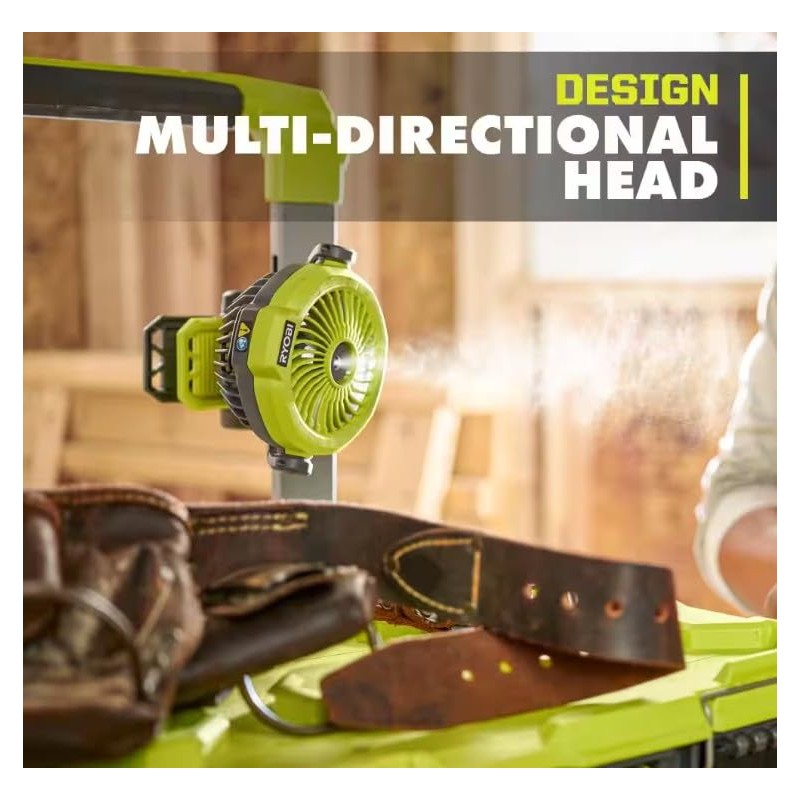RYOBI USB Lithium Cordless Misting Clamp Fan Kit with USB