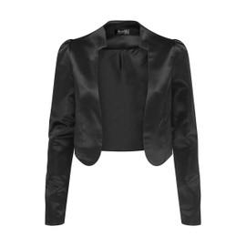 Bolerose formal satin long sleeve Bolero jacket - Black , size: 4xl