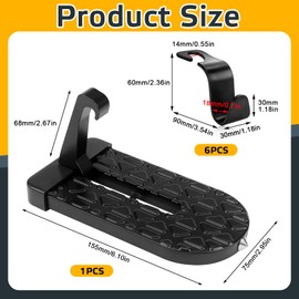 FAELNK Car Door Step Running Boards Folding Car Door Pedal with Safety Hammer and 6 Plastic U Hooks Car Pedal Door Step Car Door Hook Foot Pegs Vehicle for SUV / RV Black