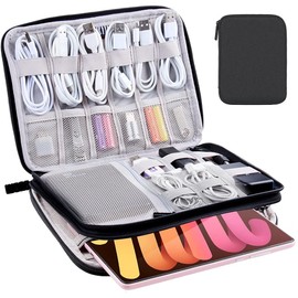 Organizador Portátil Bolsa de Accesorios Electrónicos - Organizador de Cables, Accesorios de Electrónica Estuches, Porta Cables Portátil Impermeable para Cables,Teléfonos Móviles,Cables USB (Negro)
