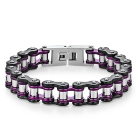LAFATINA 8.4" Motorcycle Bike Chain Bracelets for Men Stainless Steel Link Wristband Bangle for Husband Father Grandpa Brother Masculine