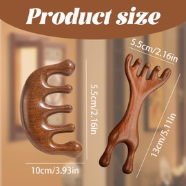PacuM 2 Pcs Wooden Scalp Massager with Wide Tooth Head Massager Wooden Comb Round Tooth Comb Gua Sha Manual Lymphatic Drainage Massage Tool, Fatigue Relieve Acupoint