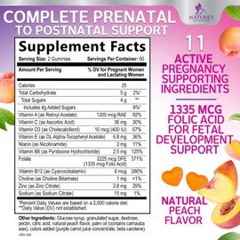 Prenatal Vitamins for Women 1335mcg - Pregnancy Vitamins Gummies with Folic Acid, Vitamin A, C, D3, B12, B6 - Prenatal Multivitamin Gummy for for Fetal Support, Pregnant & Nursing Women - 120 Gummies