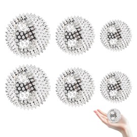 Sporgo 6 Pieces Magnetic Massage Ball: Hedgehog Ball Magnetic Acupressure Balls, Stress Ball Fingertips Diameter 32 mm, 47 mm, 56 mm, Acupressure Balls Set for Stress Relief or Massage