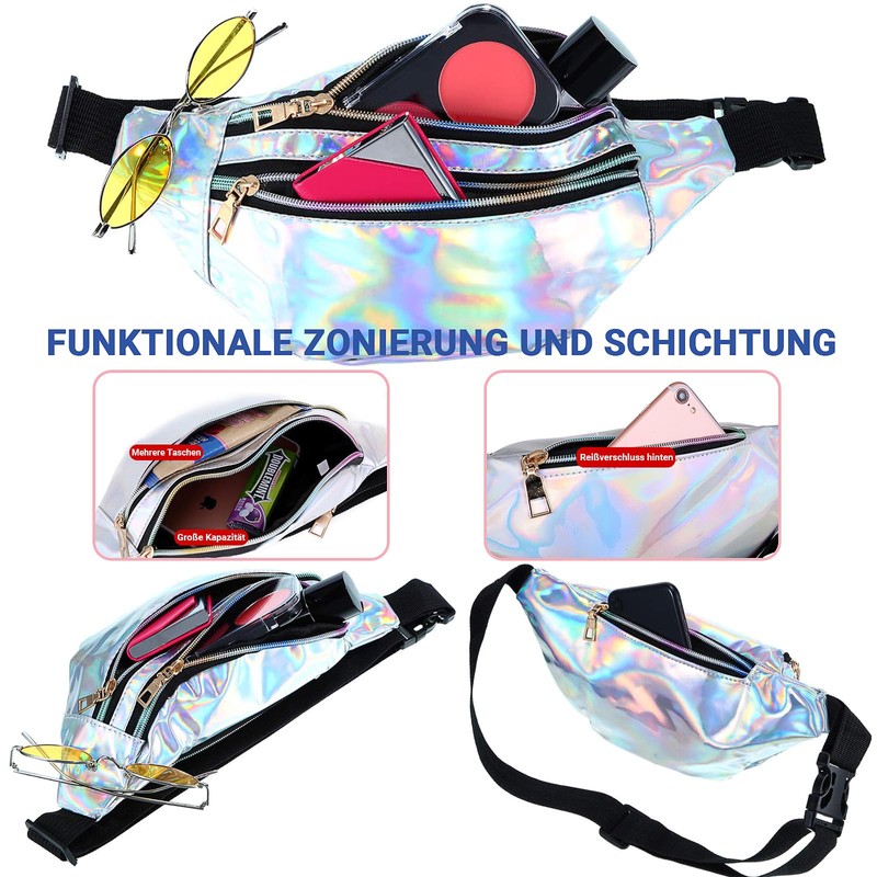 Bum Bag Fashion Waterproof Belt Bag, silver, Unit size, sportswear