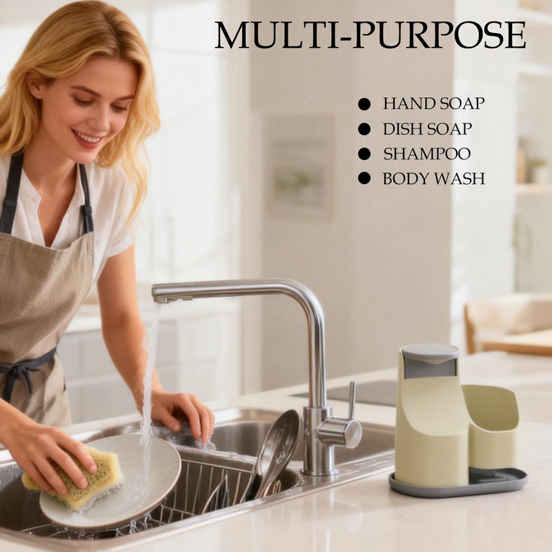 Soap Dispenser with Sponge Holder for Kitchen Sink – Press
