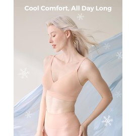 Momcozy CoolFit T-Shirt Bra for Women, Comfortable Wireless Everyday Seamless Bras with Semi-Fixed Pads and Jelly Strip