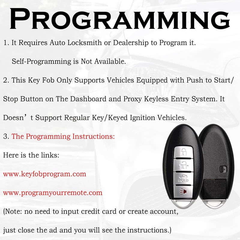 SUPALAND Key Fob Replacement Fits for Nissan Altima 2007 2008