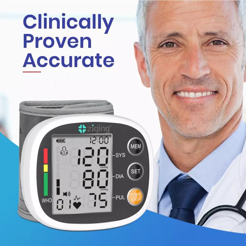 Ziqing Wrist Blood Pressure Monitor Auto Digital BP Machine Cuff