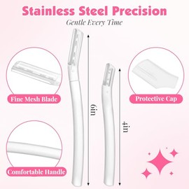 Paquete de 32 maquinillas de afeitar faciales para mujer – Dermaplane y juego de maquinilla de afeitar de cejas, 24 cuchillas largas + 8 cortas de pre