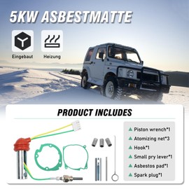 MaxEarn 9Pcs 12V 5KW Auxiliary Heater Ceramic Glow Plug Set, Air Diesel Parking Heater Repair Kit with Pin Glow Plugs + 2 Gaskets + 3 Filters, for Webasto Eberspacher Car Truck Boat Heater