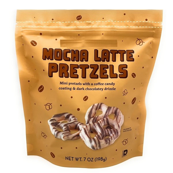 Mocha Latte Pretzels, Mini Pretzels with Coffee Candy Coating and