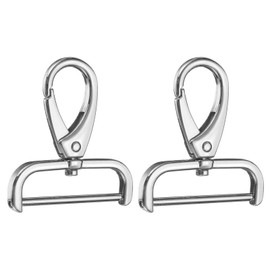 sourcing map 2Pcs Detachable Snap Hook Swivel Clasp 1 1/2" D Ring with Swivel Lobster Claw Clasps Hook for Purse Strap Keychain Bag DIY Craft, Silver