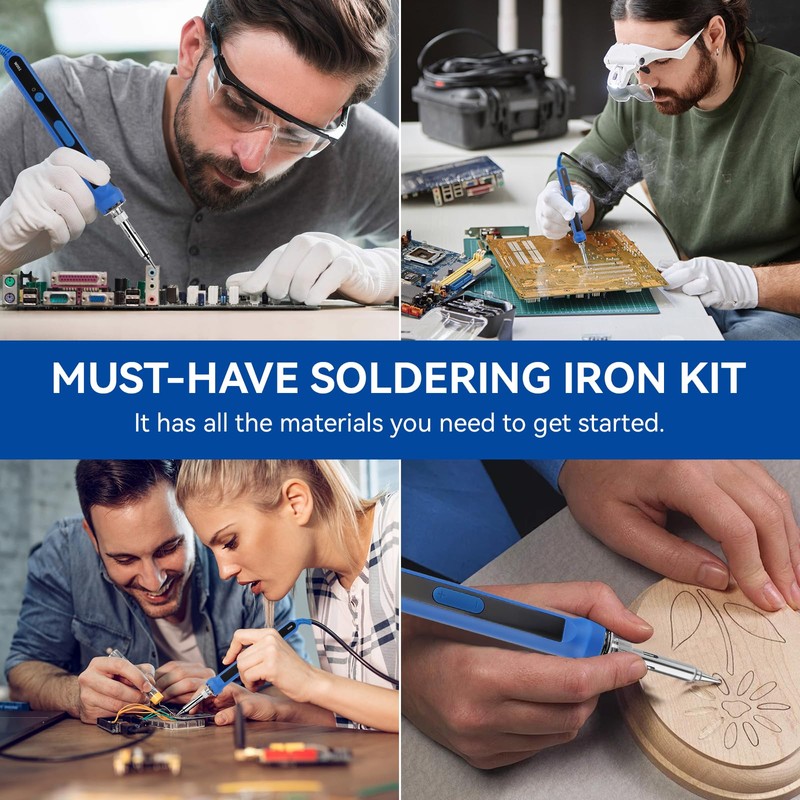 Soldering Iron Kit, 100 W LED Visible Temperature Adjustable 180-520°C