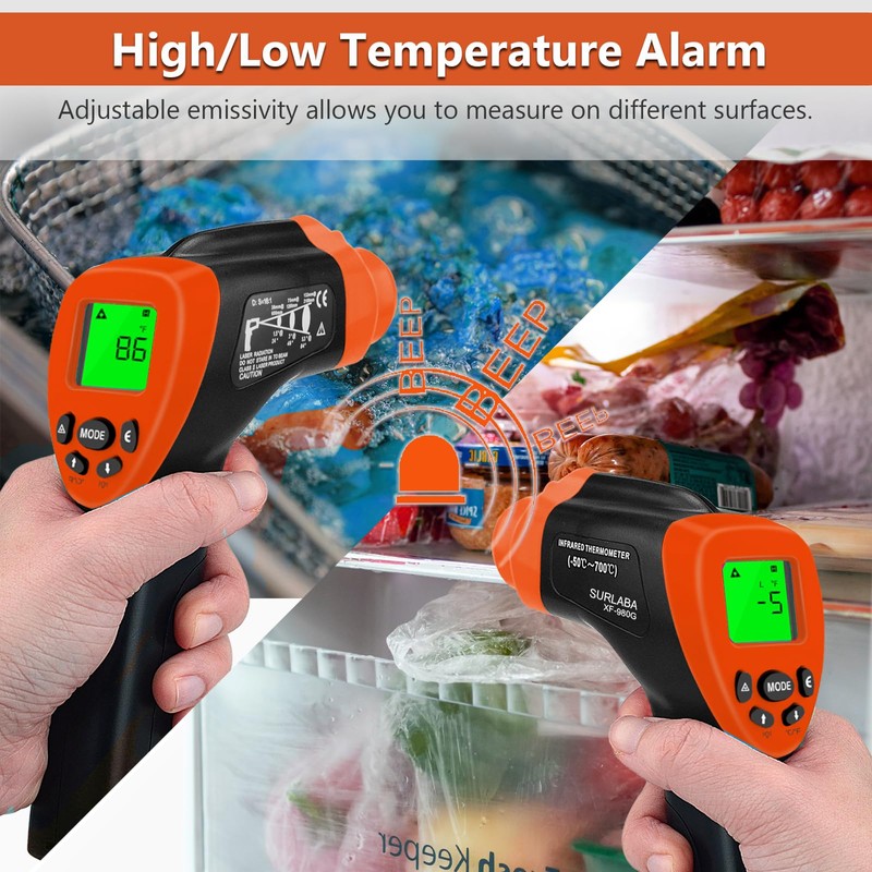 SURLABA Infrared Thermometer Gun, DS=16:1 Laser Heat Temperature Gun for