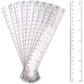 LUTER 10 PACK Clear Plastic Ruler 20cm 8inch Straight Ruler Transparent Plastic Ruler Kit Measuring Tool for Student School Office