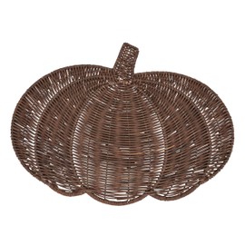 SARO LIFESTYLE Fall Harvest Rattan Pumpkin Placemat (Set of 4), 13"x17", Brown