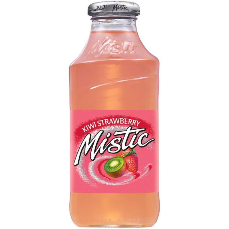 Mistic Kiwi Strawberry Drink, 16oz Glass Bottle (Pack of 6,