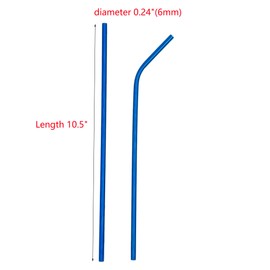 Reusable Stainless Steel Drinking Straws, Blue Color 10.5" Metal Straws with Cleaning Brush for 20oz and 30oz Tumblers Set of 8