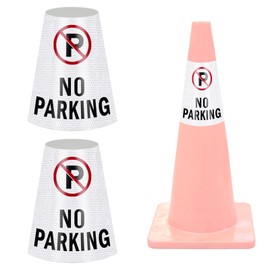 2 Pack “No Parking” Message Collars Cone Sleeve, Parking Signs for Traffic Safety, Bright Reflective 360° High Visible Cone Topper, Suit for Outdoor Road Driveway