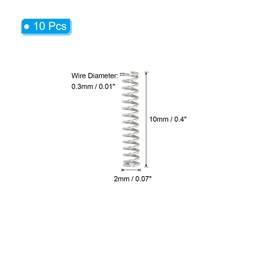 PATIKIL Compression Spring, 0.3mm Wire Dia x 2mm OD x 10mm L, 10 Pcs 304 Stainless Steel Mechanical Extension Small Springs Pen Springs Assortment Kit for Shop and Home Repairs
