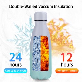 Insulated Water Bottle,2 Pack-9oz Stainless Steel Water Bottles with straw lid,Metal Sports Thermos Water Bottles for Boys,Girls,Double Wall Vacuum BPA-Free Flask for School (Sunset & Sea)