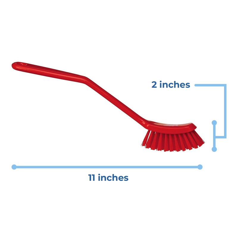 Vikan - Fine Dish Brush - Heavy-Duty, Narrow, Slip-Resistant Cleaning