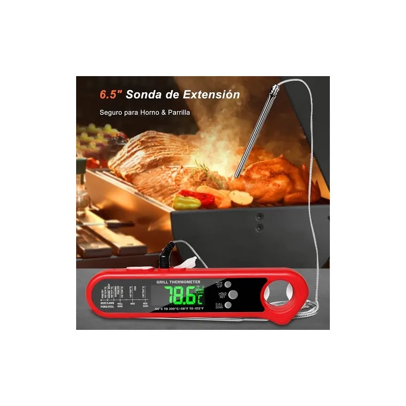 Huryfox Termómetro Digital De Sonda Doble Para Carnes, Horno