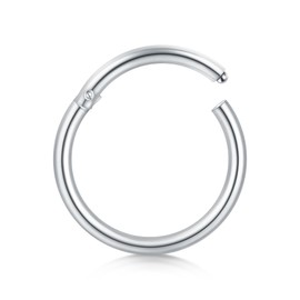 D.Bella Hinged Nose Ring Lip Helix Septum Tragus Helix Rook Silver Nose Ring Hoop Earrings Piercing 18G for Women Men