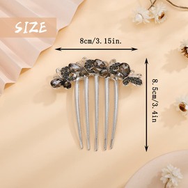 Aimimier Butterfly Rhinestone French Hair Combs Dainty Crystal Hair Pieces Wedding Long Teeth Hair Pins Luxury Bridal Hair Accessories for Women and Girls(Gray)