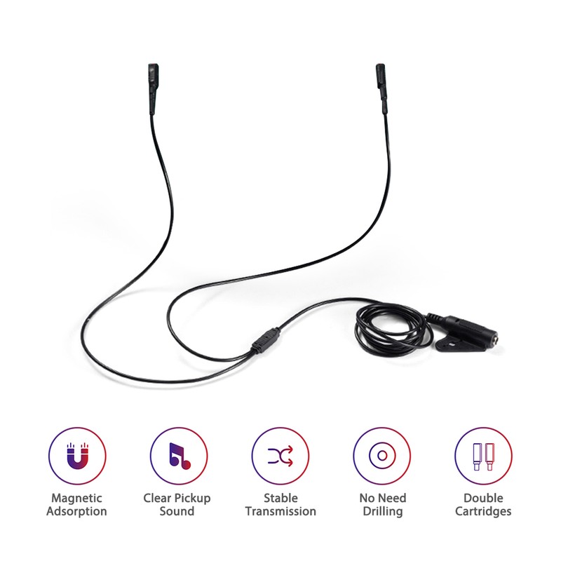 Hluru Magnetic Piezo Pickup Universal No Drilling Double Cartridges Pick-up