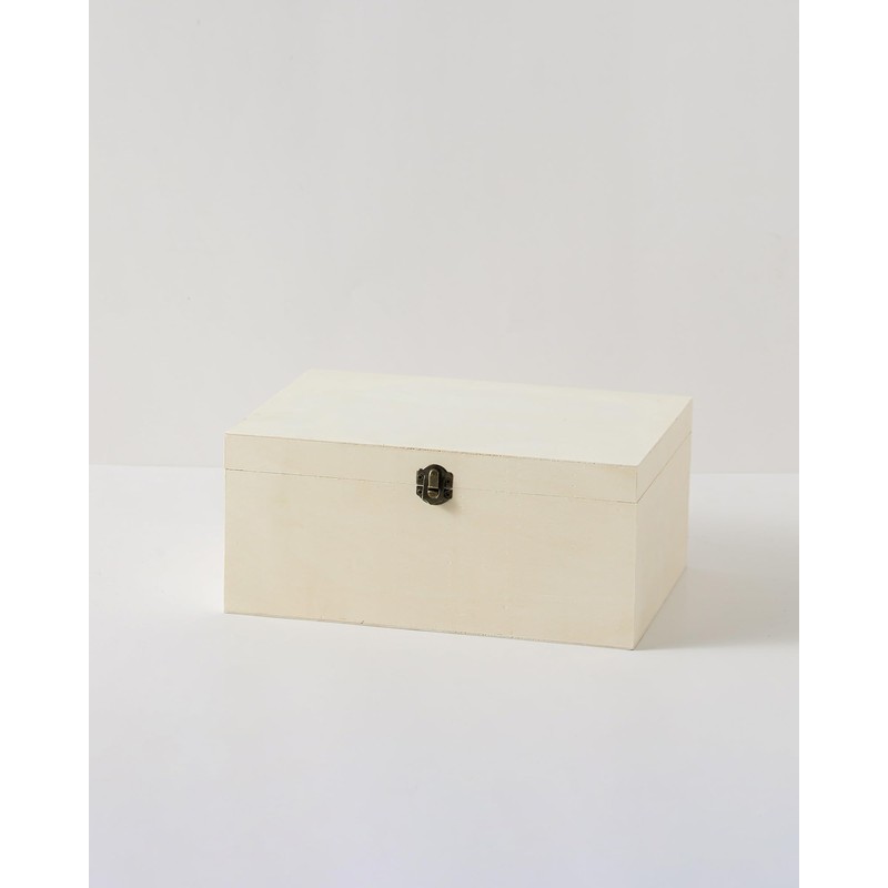 Xhqsulsclac 2 Pack Large Unfinished Wooden Box with Locking Clasp