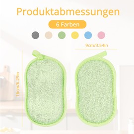 Sekfpnk Pack of 6 Washable Washing Up Sponge, Kitchen Sponge, Washable, 16 x 9 x 1.7, Double-Sided Microfibre Cleaning Brush, Suitable for Kitchen, Bathroom and Glass Cleaning