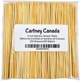 Cartney Canada 6 Inch Bamboo Skewer Sticks (200 Pack), (SKEW200)