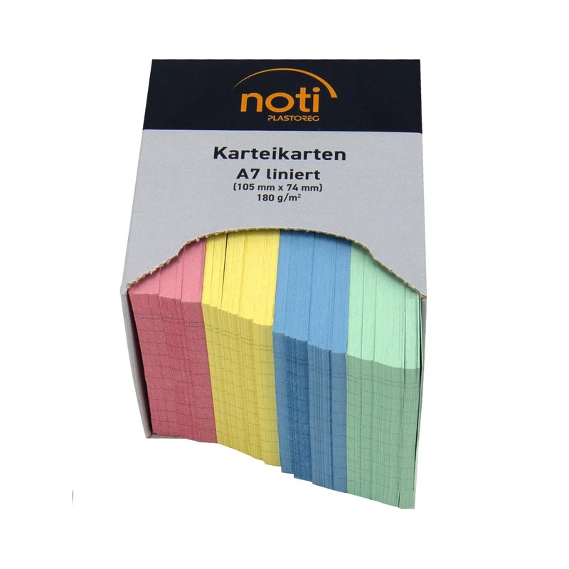 Index Cards A7, 105 x 74 mm, Lined, Assorted Colours,