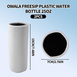 2pcs Water Bottle Sleeves for Owala FreeSip Plastic 25oz Replacement Accessories, Washable Neoprene Insulated Bottle Boot Cover Wrap Protector for Retaining Temperature & Avoiding Damage (Grey)