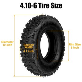 YOXUFA 4.10-6 4.10/3.50-6 Tire and Inner Tube For Go Kart ATV Quad Hand Trucks Trolleys