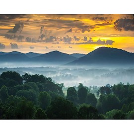 Jigsaw Puzzles for Adults 500 Pieces North Carolina Landscape Jigsaw Puzzles Asheville Nc Blue Ridge Mountains Sunset Fog Near Wooden Puzzle Gift Family Games DIY 20.5 x 15 Inch
