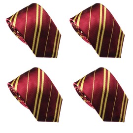 LilMents 4 Pack Pinstriped Formal Necktie Tie Set - Red - One size