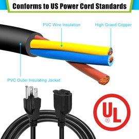 Kanayu 15 Pack 6 ft Outdoor Extension Cord Heavy Duty Black Extension Cord with 3 Prong 16 AWG SJW Heavy Duty Power Cable Weather Resistant