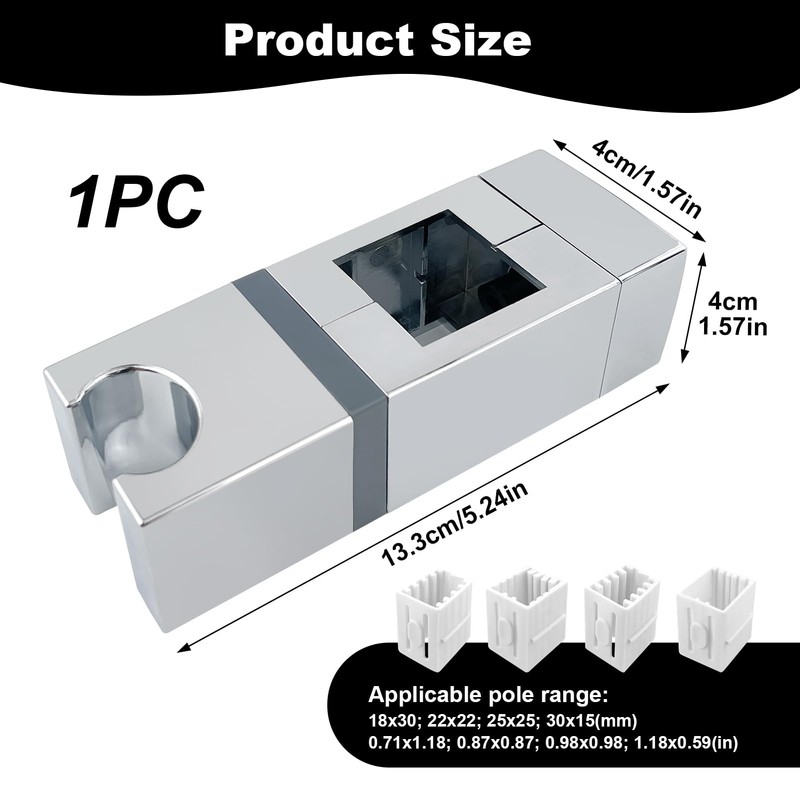 Adjustable Shower Bracket, 360° Rotation Shower Head Holder No Drilling