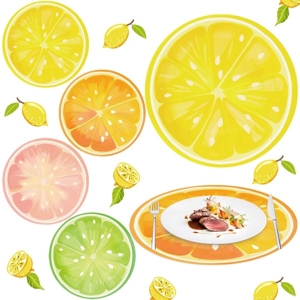 Whaline 60Pcs Summer Citrus Fruit Paper Placemats 13" Tropical Fruits
