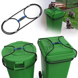 Trash Can Lid Locks for Animals, Trash Can Bungee Cord to Keep Racoons/Possums/Dogs, Reinforced Nylon Braid Garbage Can Lid Strap, Trash Bin Lock for 30-50 Gallon Round/Square Bins(4 Pcs)