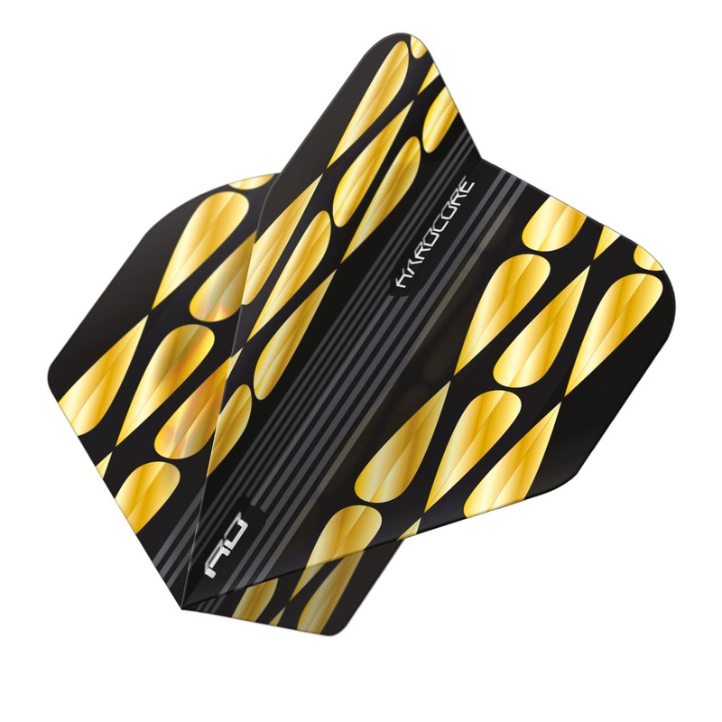 RED DRAGON Hardcore Premium Gold and Black Teardrop Dart Flight