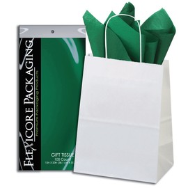 5ct White Paper Gift Bags + 10ct Gift Tissue